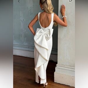 BABYBOO | Elegant White Bow-Back Dress